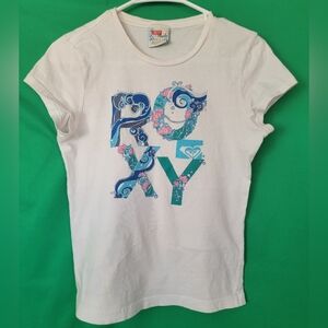 Roxy Y2k Paradise Tee Top Junior Women Size T-Shirt Medium Surfing Floral Logo M